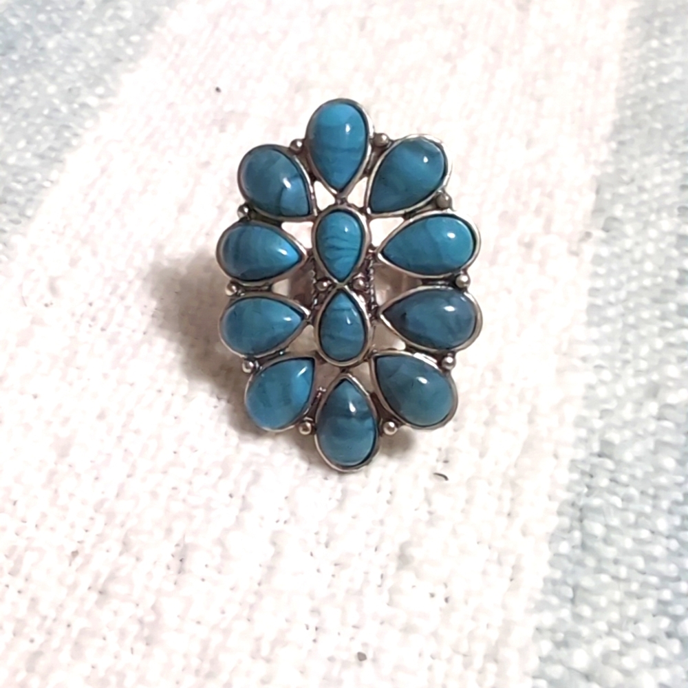 Torrid Blue Teardrop Cluster Ring